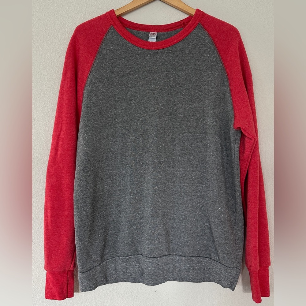 Unisex Alternative Red and Gray Crewneck Sweater
